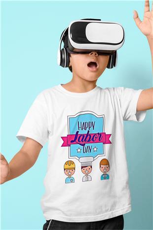1 Mayıs Baskılı Beyaz Unisex Beyaz Çocuk Tişört - Tshirt