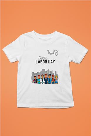 1 Mayıs Baskılı Beyaz Unisex Beyaz Çocuk Tişört - Tshirt