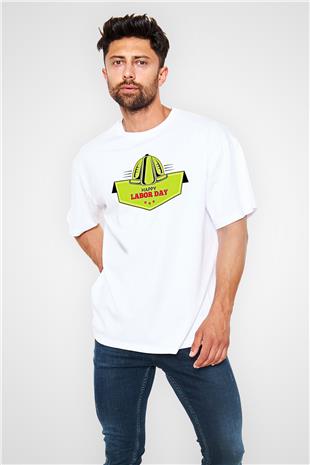 1 Mayıs Baskılı Beyaz Unisex Oversize Tişört - Tshirt