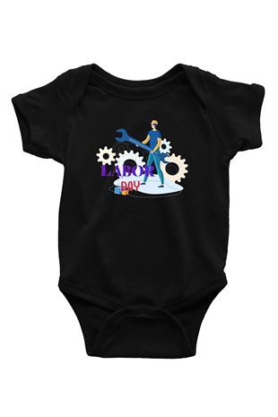 1 Mayıs Baskılı Unisex Siyah Bebek Body - Zıbın