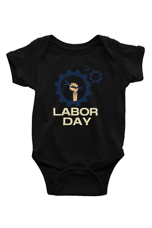 1 Mayıs Baskılı Unisex Siyah Bebek Body - Zıbın