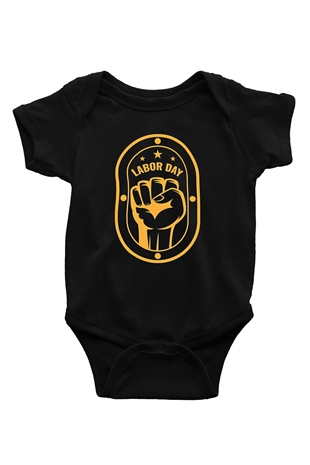 1 Mayıs Baskılı Unisex Siyah Bebek Body - Zıbın