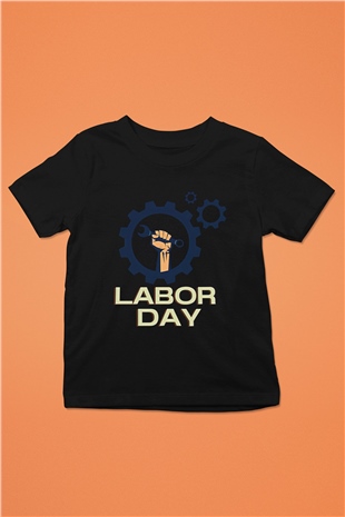 1 Mayıs Baskılı Unisex Siyah Çocuk Tişört - Tshirt