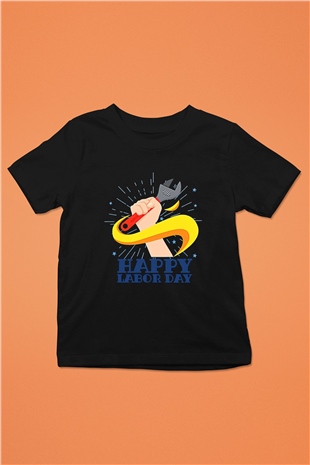 1 Mayıs Baskılı Unisex Siyah Çocuk Tişört - Tshirt