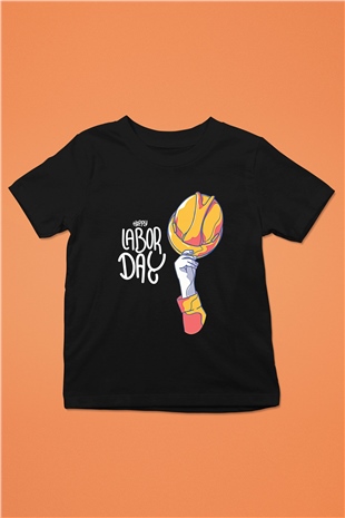 1 Mayıs Baskılı Unisex Siyah Çocuk Tişört - Tshirt