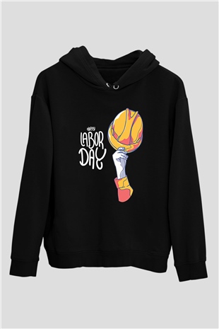 1 Mayıs Baskılı Unisex Siyah Hoodie