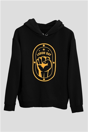 1 Mayıs Baskılı Unisex Siyah Hoodie