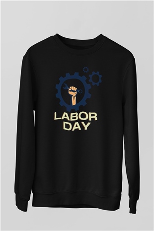 1 Mayıs Baskılı Unisex Siyah Sweatshirt