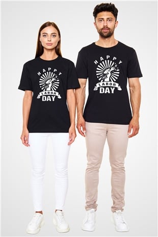 1 Mayıs Baskılı Unisex Siyah Tişört - Tshirt