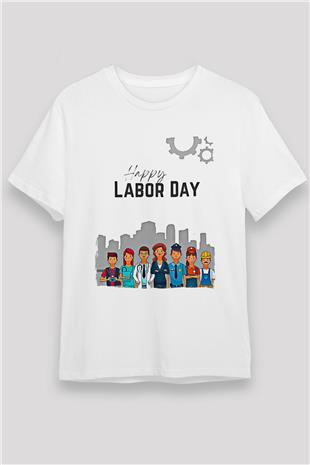 1 Mayıs Unisex Baskılı Beyaz Tişört - Tshirt