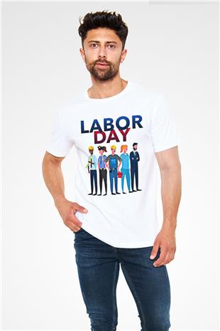 1 Mayıs Unisex Baskılı Beyaz Tişört - Tshirt