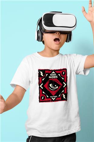 1000mods Baskılı Beyaz Unisex Beyaz Çocuk Tişört - Tshirt