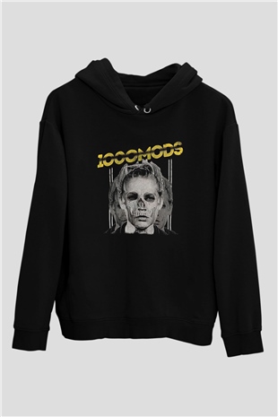 1000mods Baskılı Unisex Siyah Hoodie