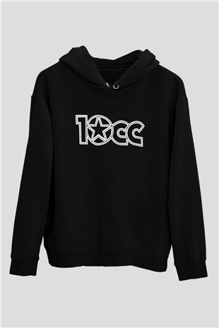 10cc Baskılı Unisex Siyah Hoodie