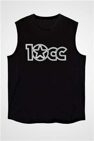 10cc Baskılı Unisex Siyah Kolsuz Tişört - Tshirt
