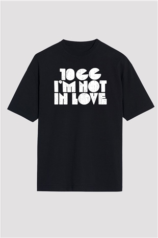 10cc Baskılı Unisex Siyah Oversize Tişört - Tshirt