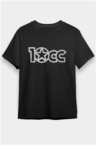 10cc Baskılı Unisex Siyah Tişört - Tshirt