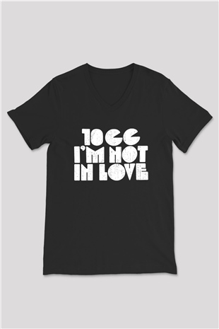 10cc Baskılı Unisex Siyah V Yaka Tişört - Tshirt
