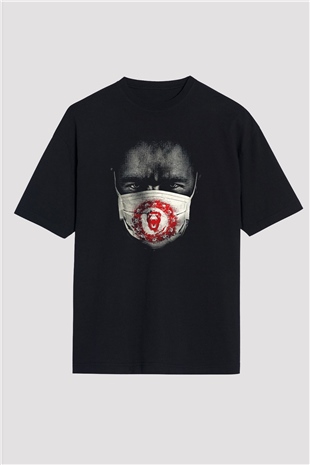 12 Maymun (12 Monkeys) Baskılı Unisex Siyah Oversize Tişört - Tshirt