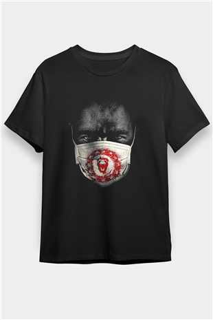 12 Maymun (12 Monkeys) Baskılı Unisex Siyah Tişört - Tshirt