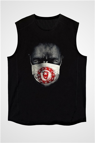 12 Maymun (12 Monkeys) Baskılı Unisex Siyah Kolsuz Tişört - Tshirt