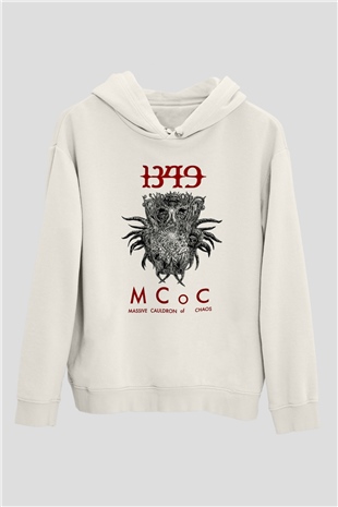 1349 Baskılı Unisex Beyaz Hoodie