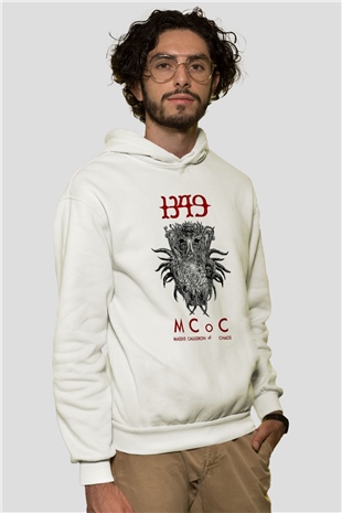 1349 Baskılı Unisex Beyaz Hoodie