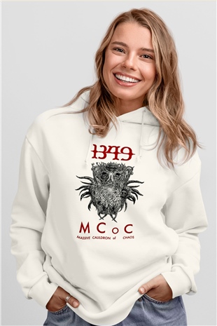 1349 Baskılı Unisex Beyaz Hoodie