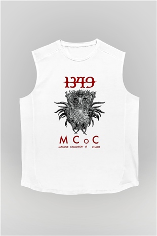 1349 Baskılı Unisex Beyaz Kolsuz Tişört
