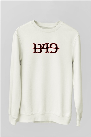 1349 Baskılı Unisex Beyaz Sweatshirt