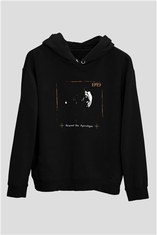 1349 Baskılı Unisex Siyah Hoodie