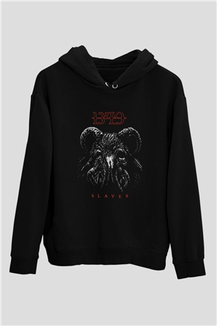 1349 Baskılı Unisex Siyah Hoodie