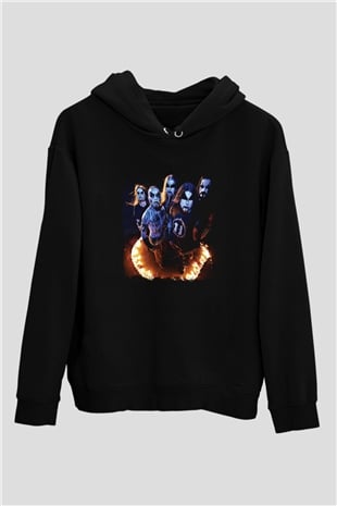 1349 Baskılı Unisex Siyah Hoodie