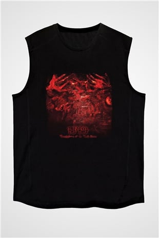 1349 Baskılı Unisex Siyah Kolsuz Tişört
