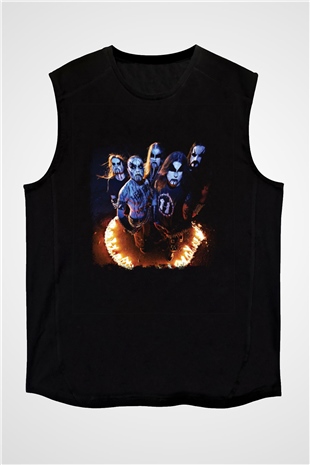 1349 Baskılı Unisex Siyah Kolsuz Tişört