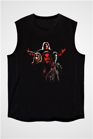 1349 Baskılı Unisex Siyah Kolsuz Tişört