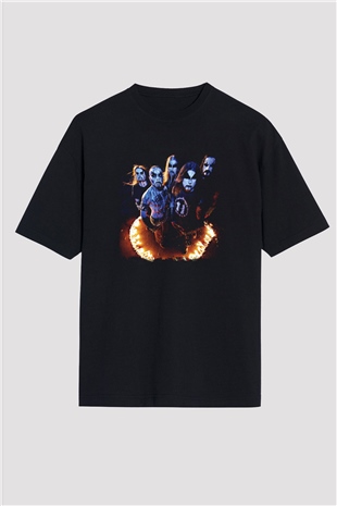 1349 Baskılı Unisex Siyah Oversize Tişört