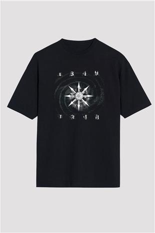 1349 Baskılı Unisex Siyah Oversize Tişört