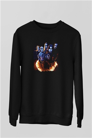 1349 Baskılı Unisex Siyah Sweatshirt