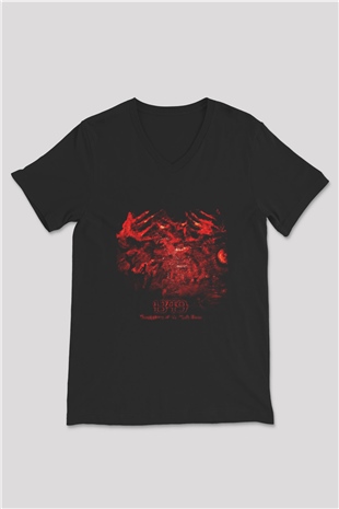 1349 Baskılı Unisex Siyah V Yaka Tişört
