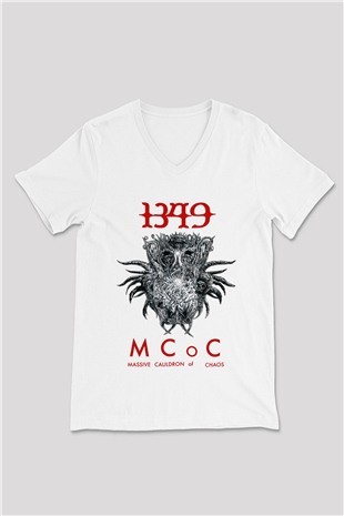1349 Grubu Beyaz Unisex V Yaka Tişört T-Shirt