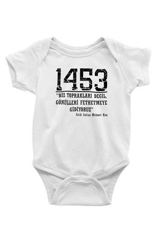1453 Baskılı Beyaz Unisex Bebek Body - Zıbın