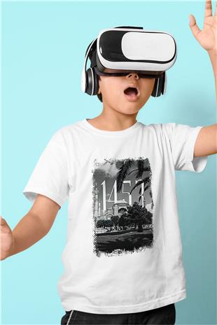 1453 Baskılı Beyaz Unisex Beyaz Çocuk Tişört - Tshirt