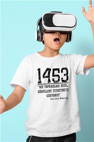 1453 Baskılı Beyaz Unisex Beyaz Çocuk Tişört - Tshirt