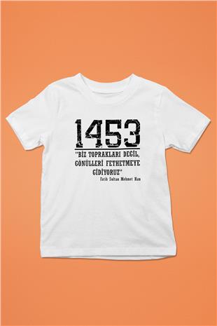 1453 Baskılı Beyaz Unisex Beyaz Çocuk Tişört - Tshirt