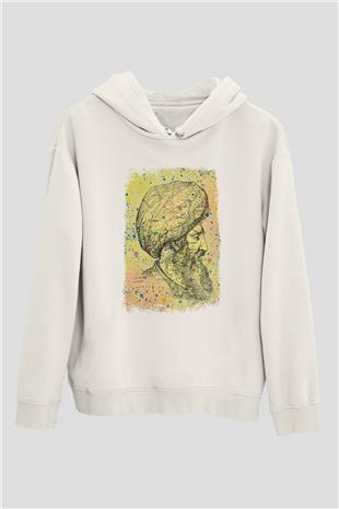 1453 Baskılı Beyaz Unisex Hoodie