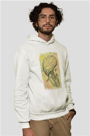 1453 Baskılı Beyaz Unisex Hoodie