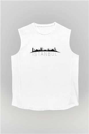 1453 Baskılı Beyaz Unisex Kolsuz Tişört - Tshirt