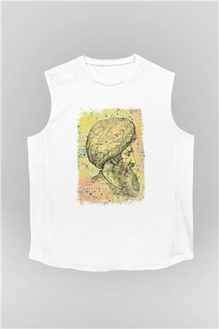 1453 Baskılı Beyaz Unisex Kolsuz Tişört - Tshirt