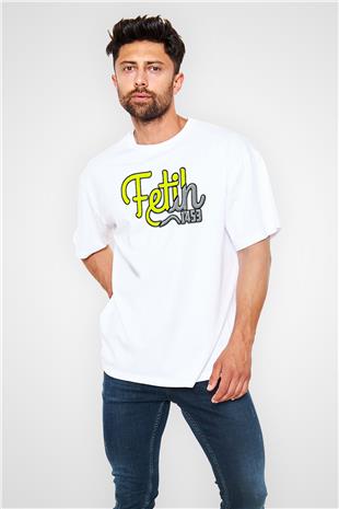 1453 Baskılı Beyaz Unisex Oversize Tişört - Tshirt
